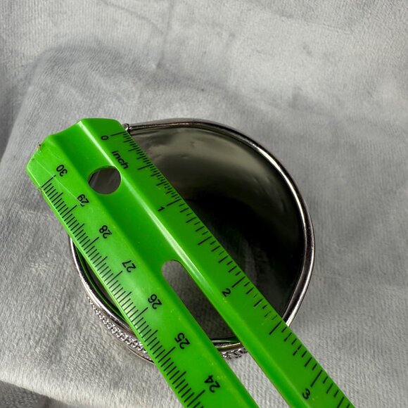 Wide Silver-Tone Hinged Cuff Bracelet Textured Chain Detail Women Boho Gypsy - Picture 6 of 16